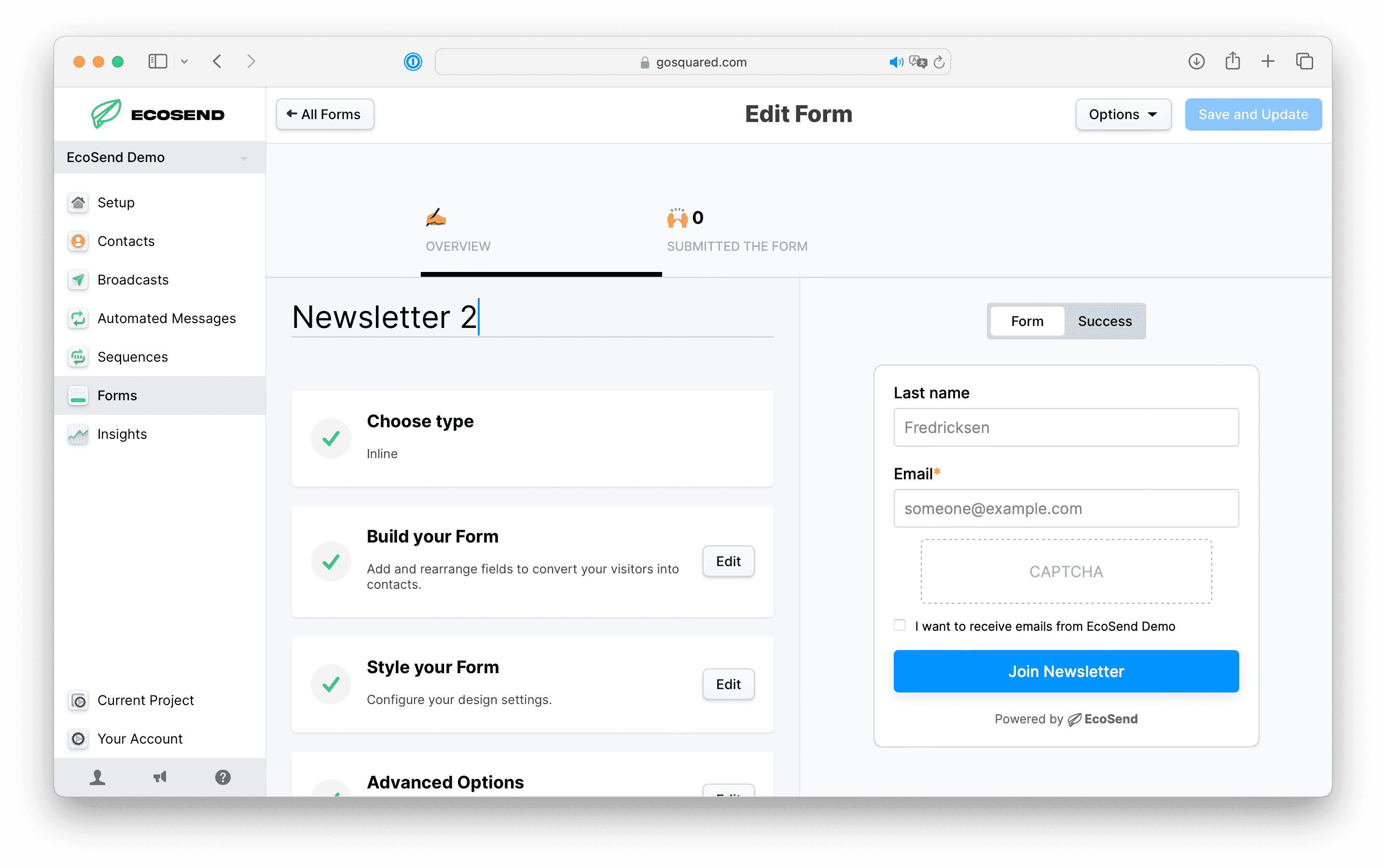CAPTCHA in EcoSend Forms