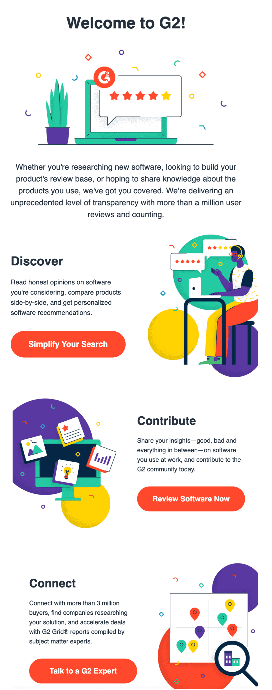 G2 welcome emails examples