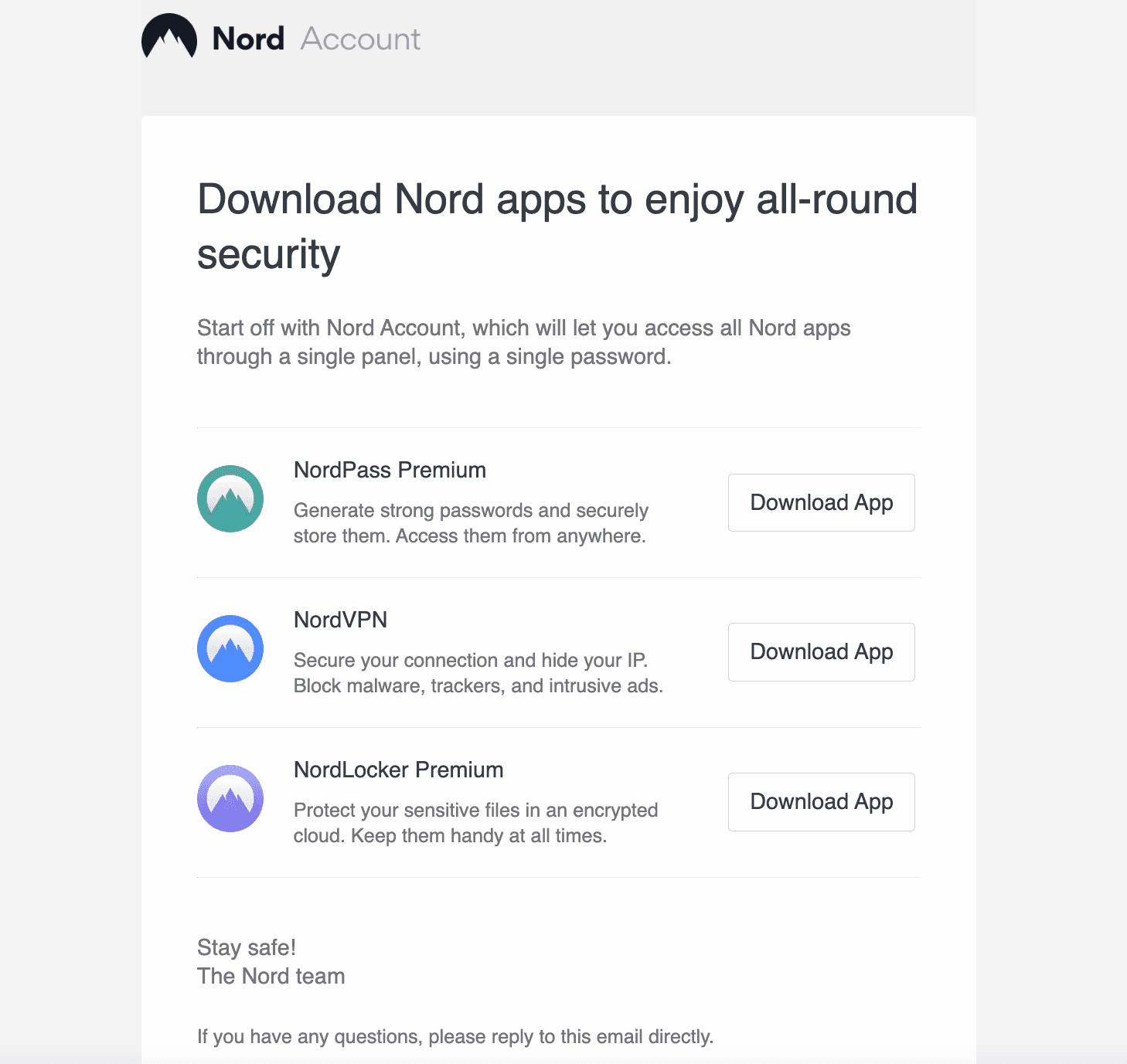 NordVPN onboarding email
