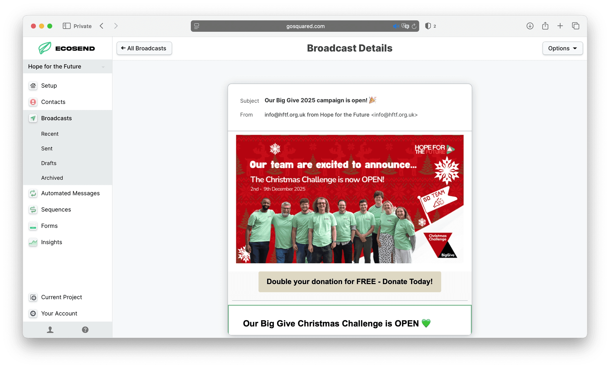 The Big Give campaign by HFTF