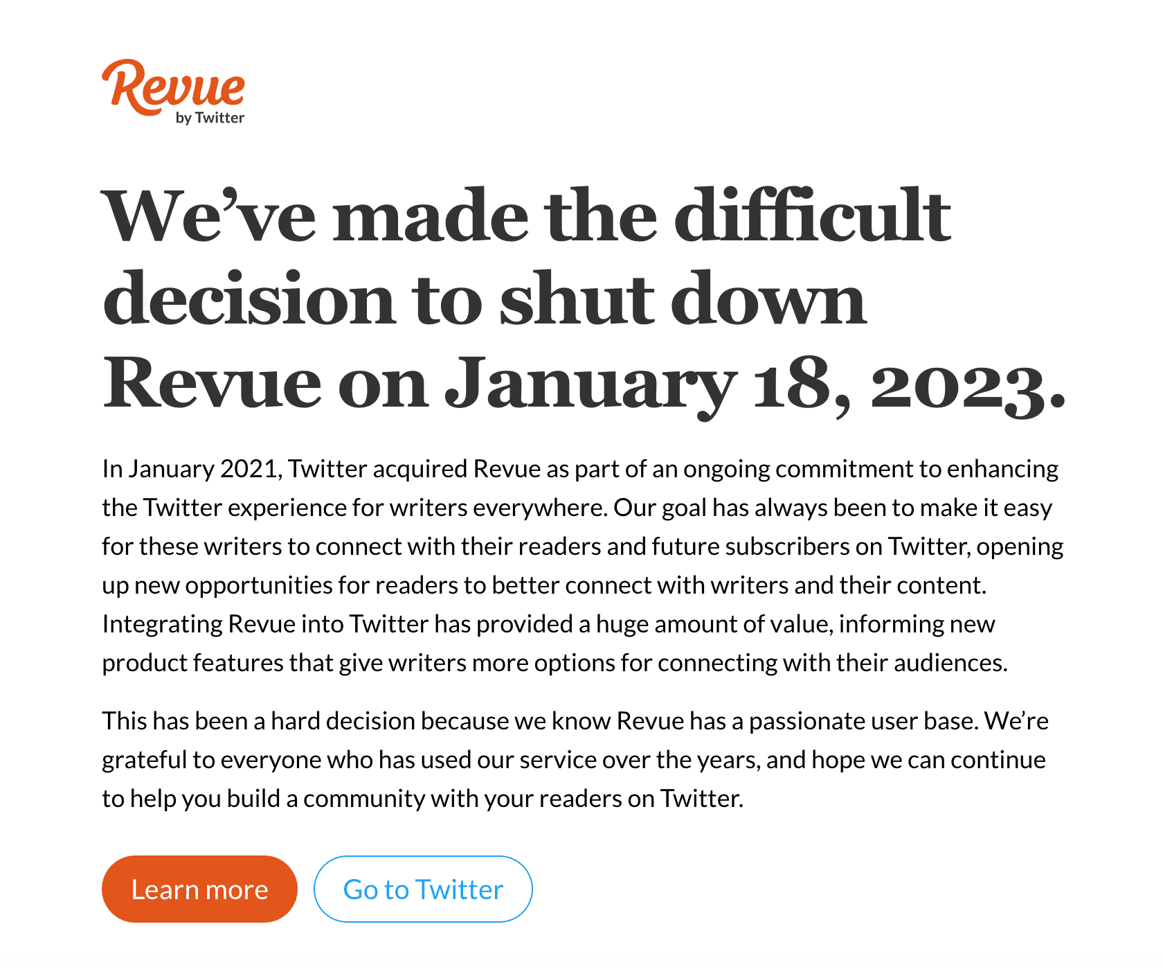 Revue shut down why Twitter