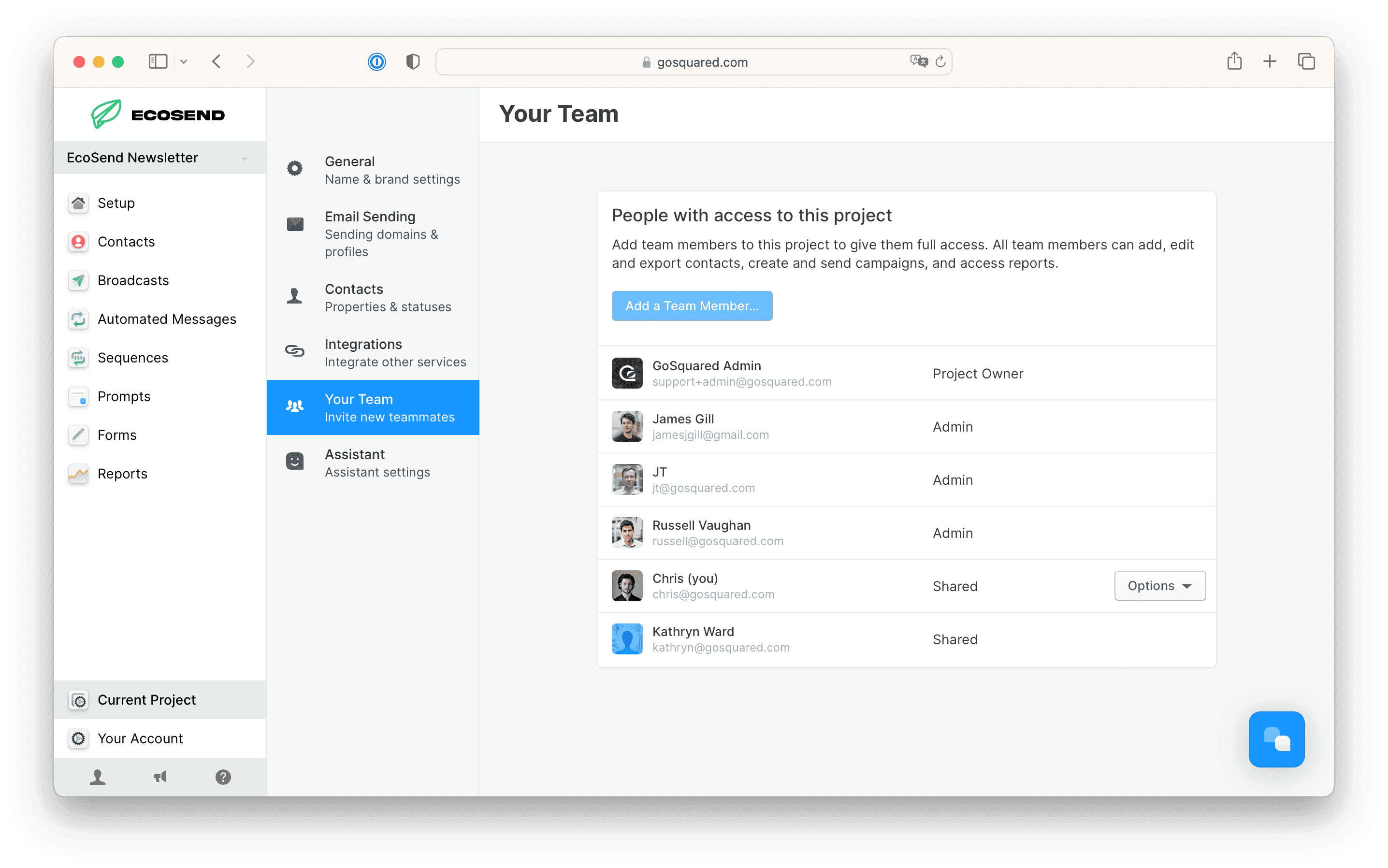 Updating your Sender Profile in Settings