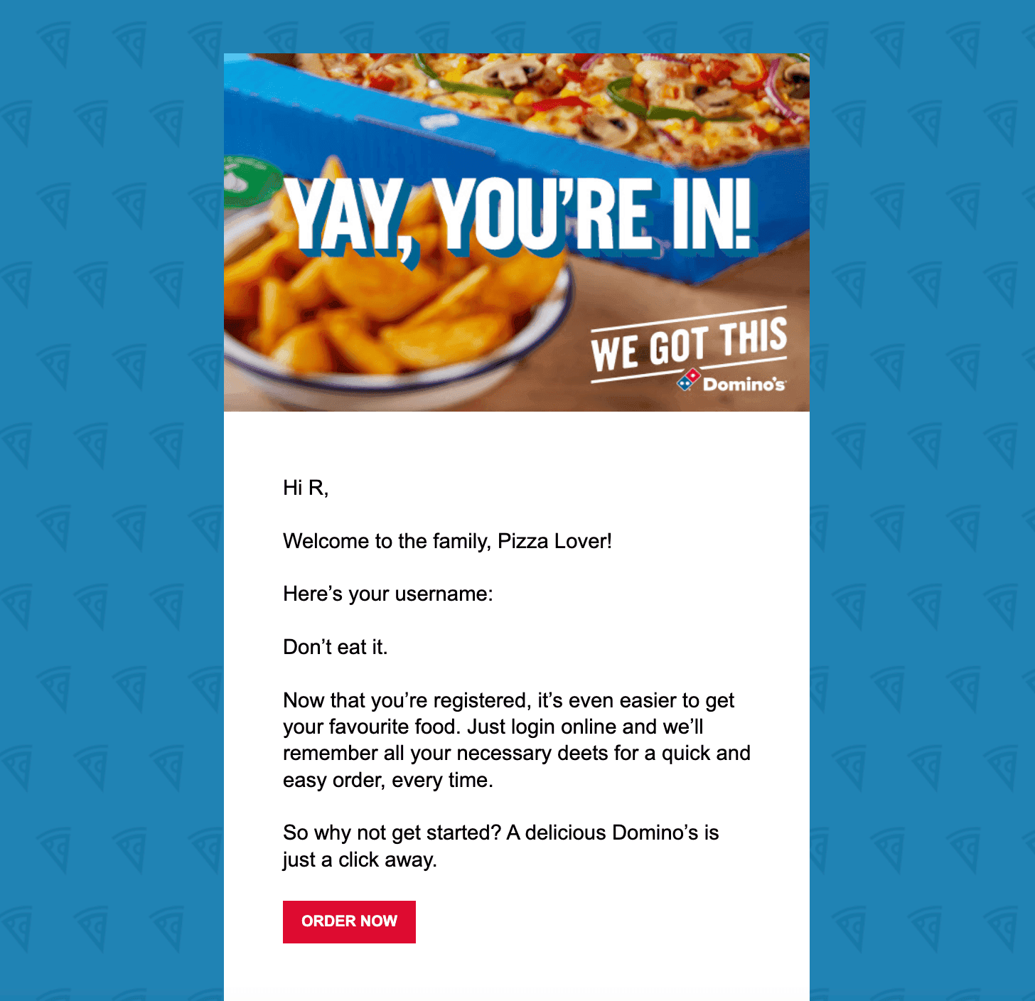 Domino's welcome emails