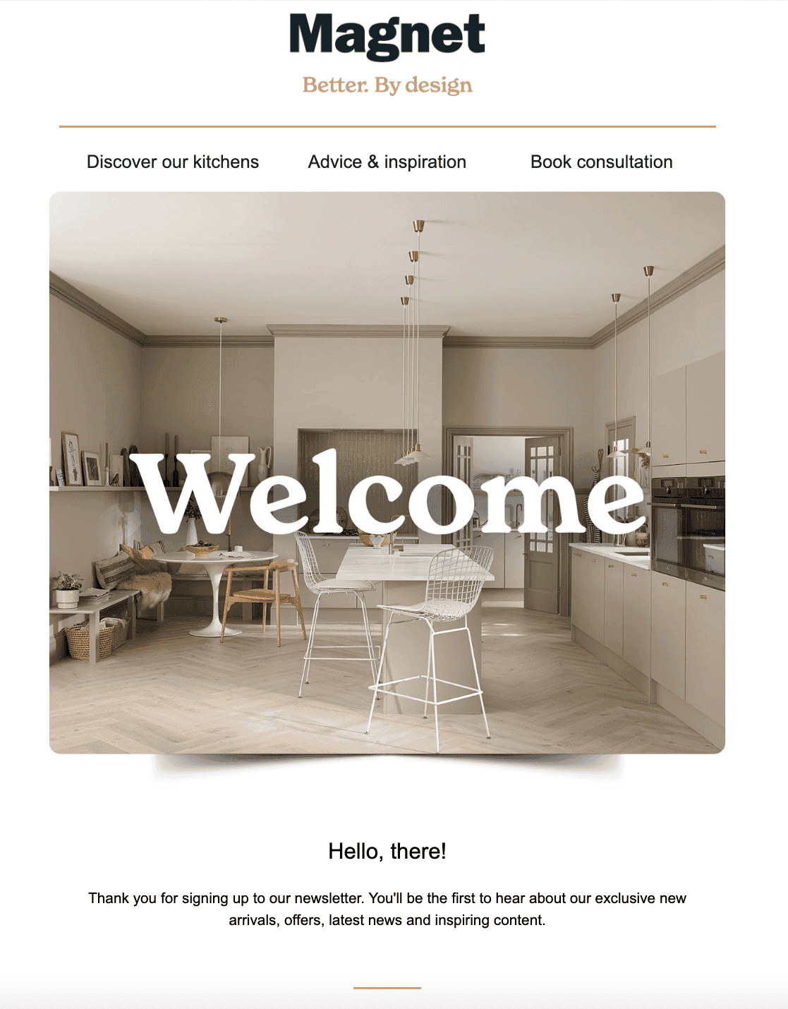Magnet kitchens welcome email