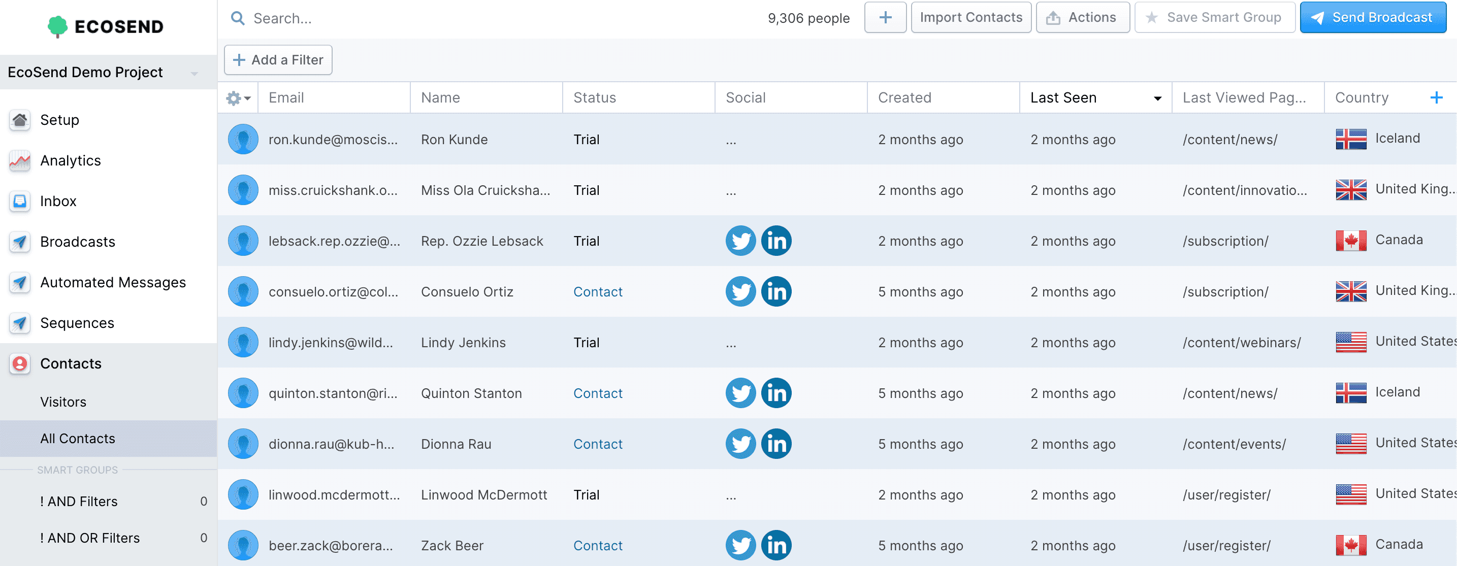 Email subscriber contacts