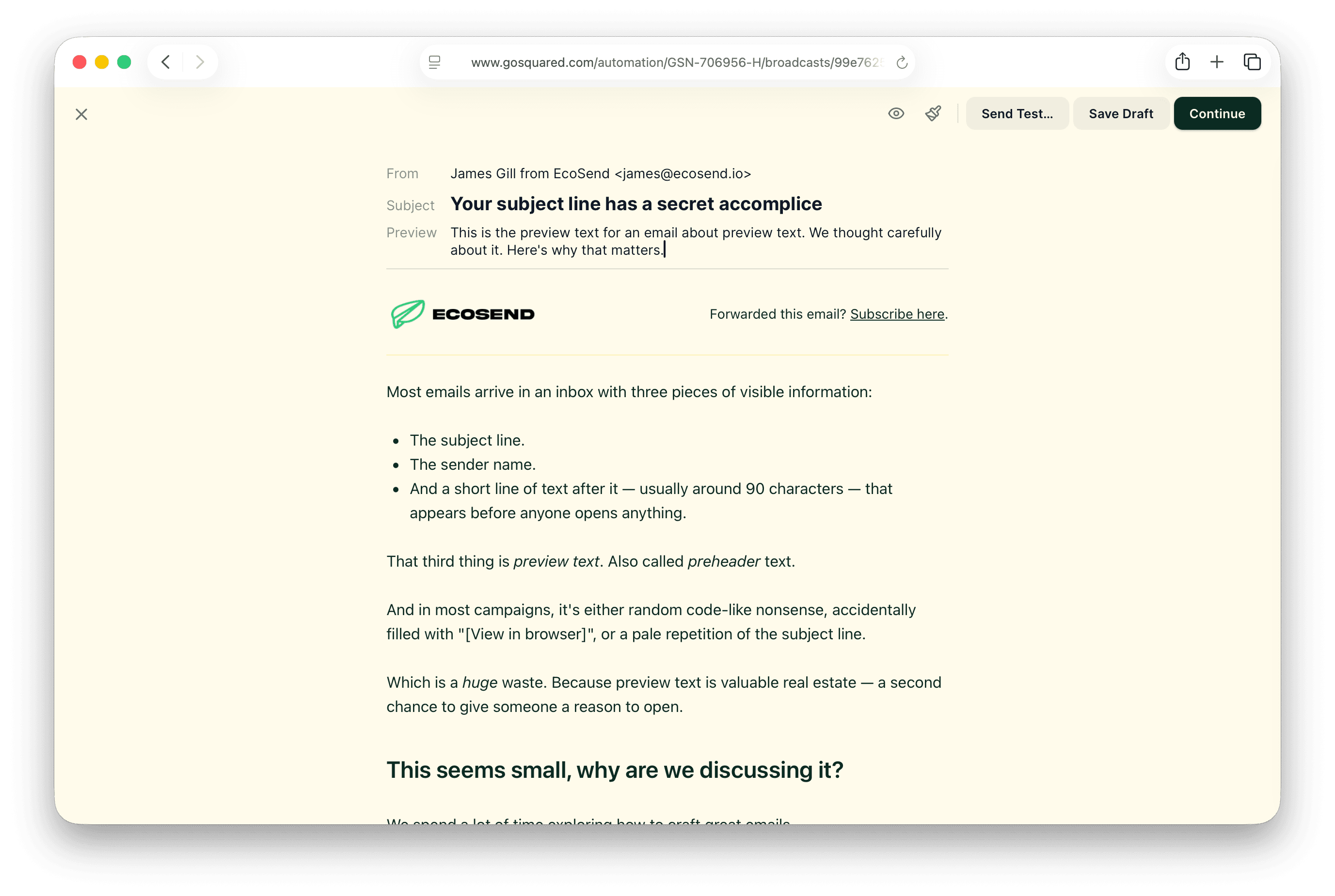 Screenshot of the new EcoSend Email Builder