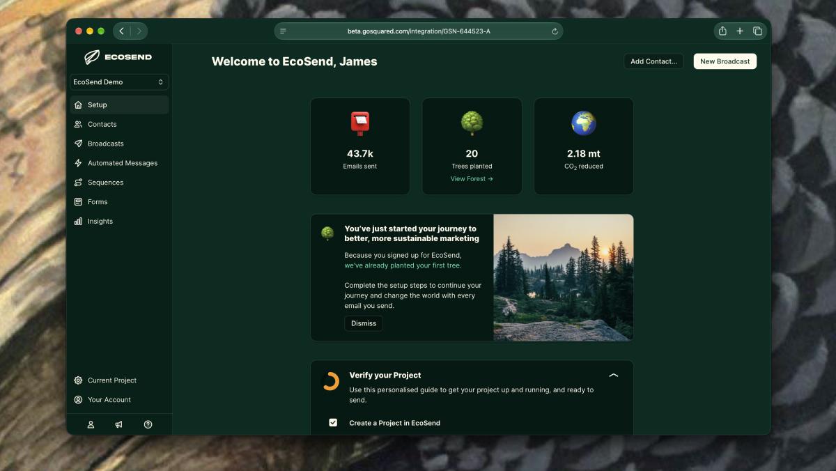 The new EcoSend dark mode