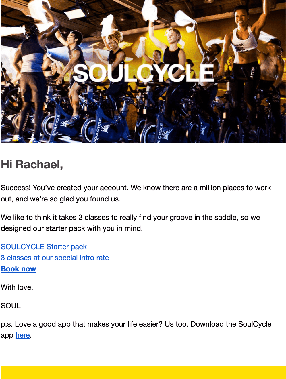 Soulcycle introduction email