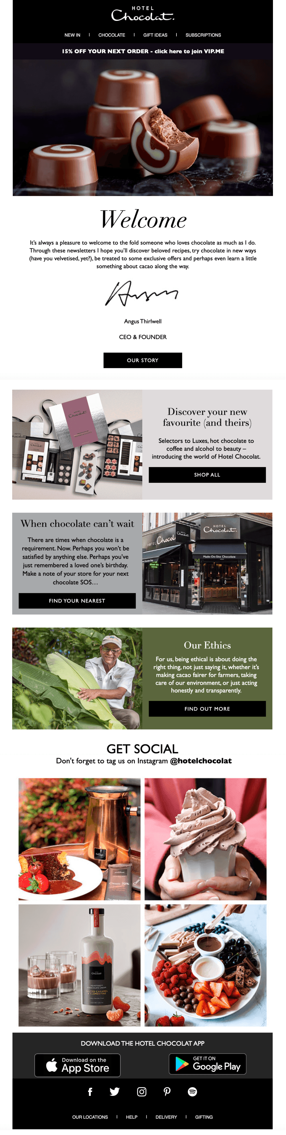 Hotel chocolat welcome email