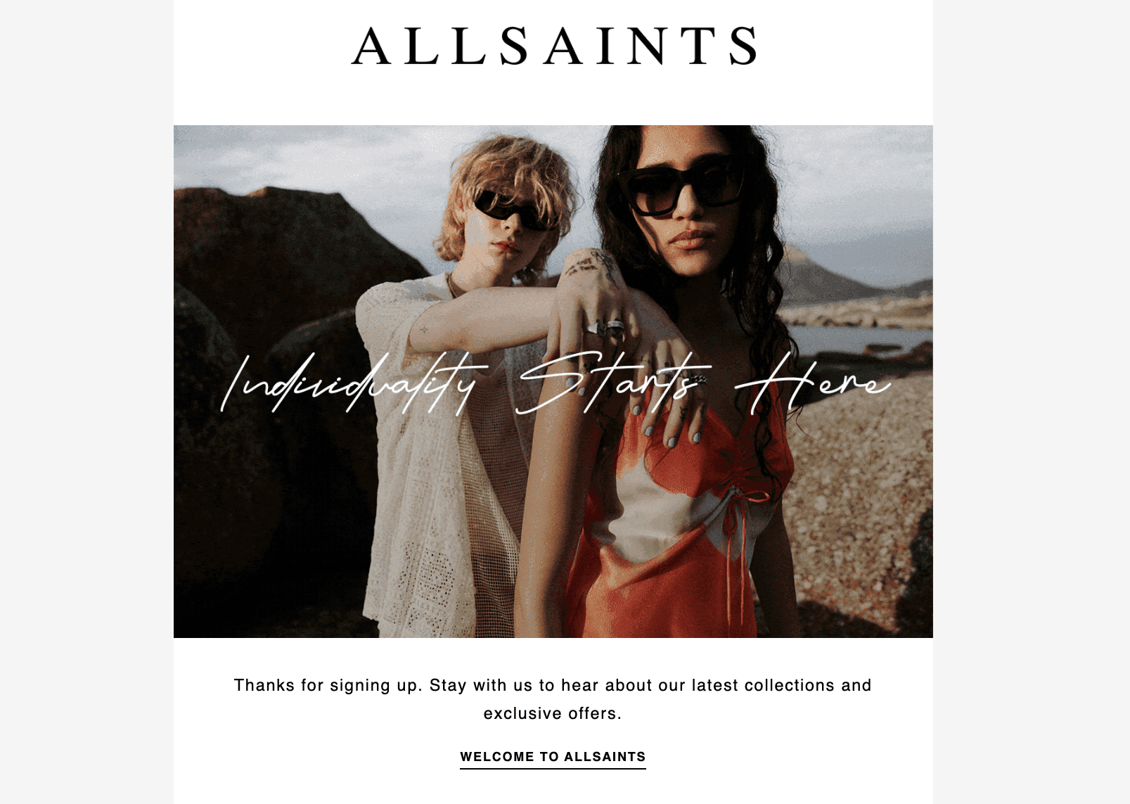 Allsaints welcome email