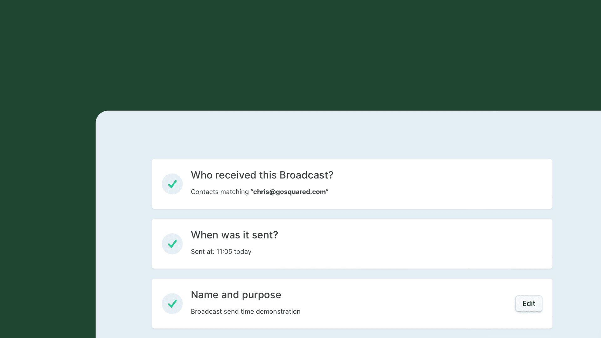 Broadcast Send Time now included