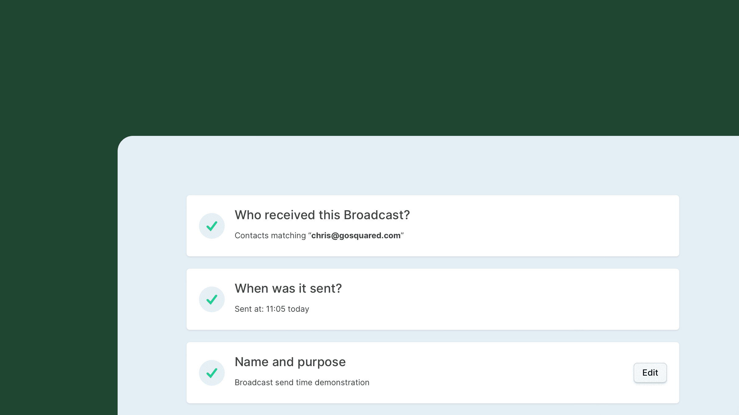 Broadcast Send Time now included