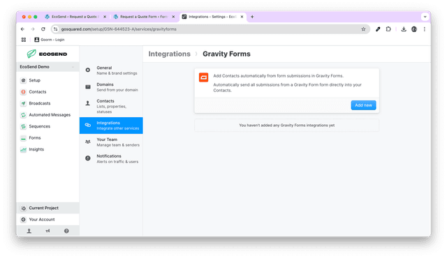 Connect EcoSend with Gravity Forms – EcoSend