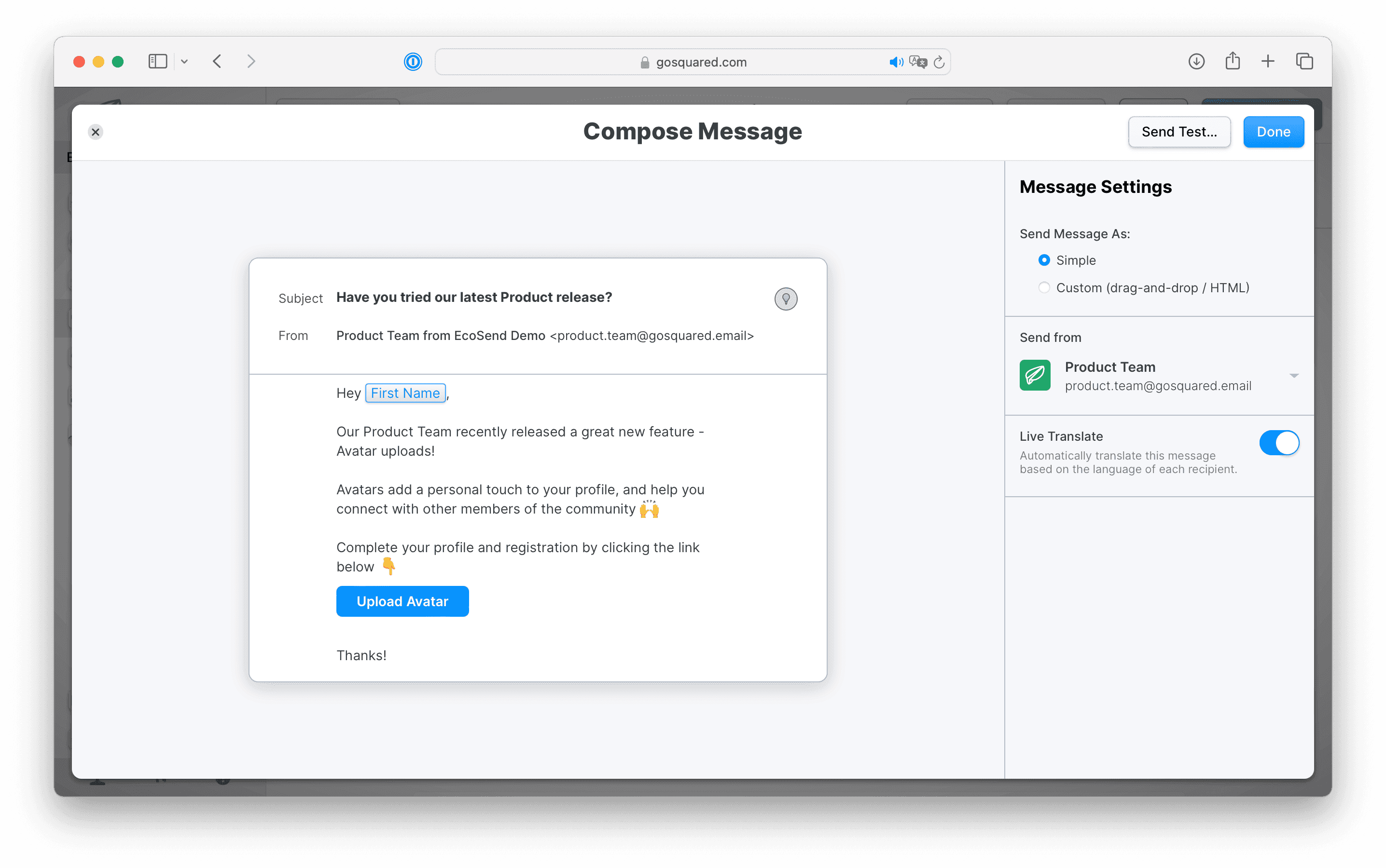 Simple Email Variables