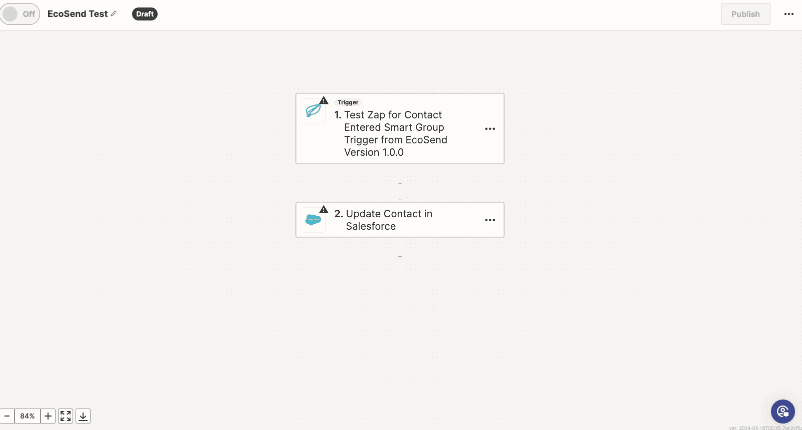 EcoSend Zapier integration - workflow builder