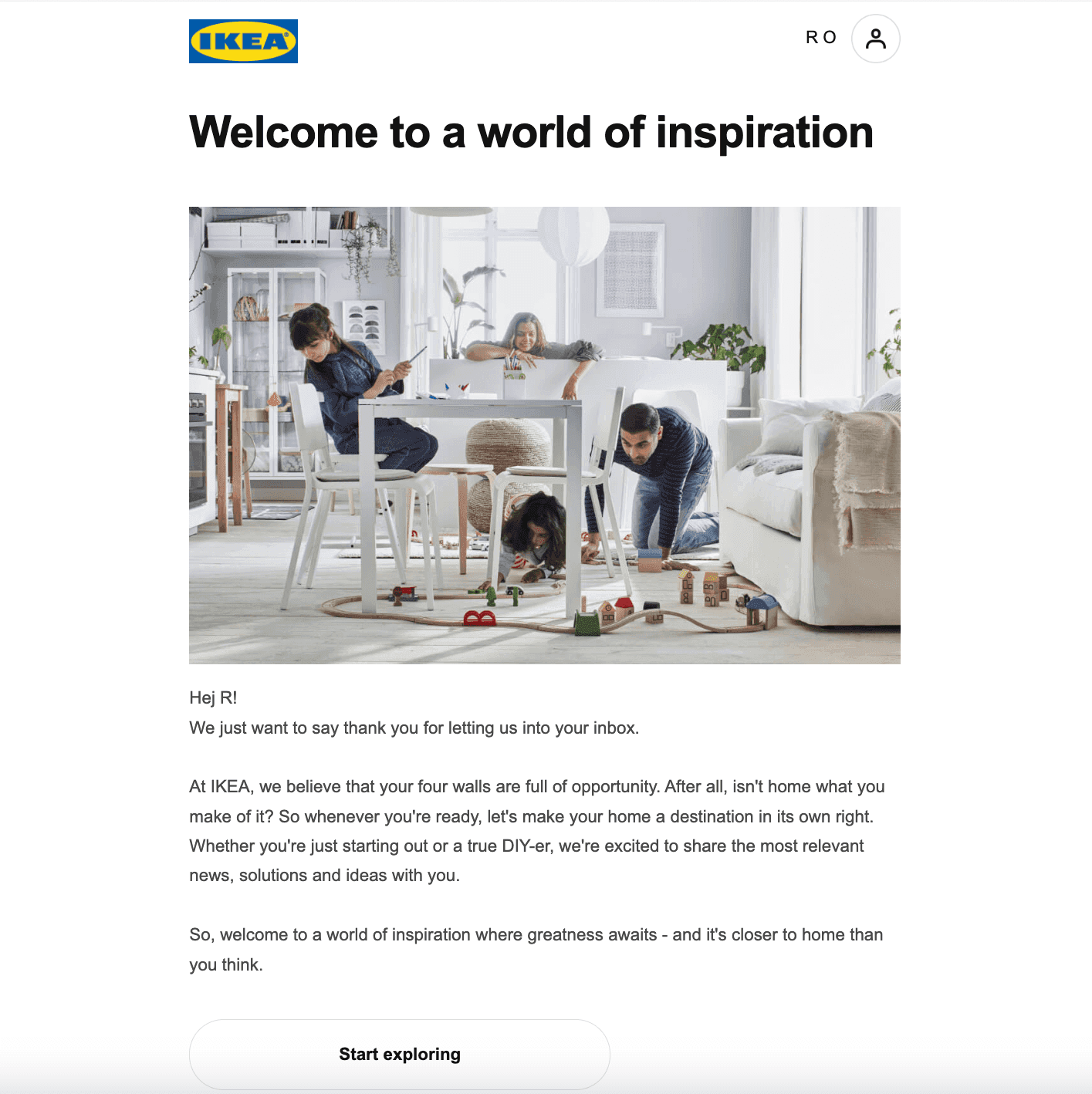 Ikea Membership welcome email