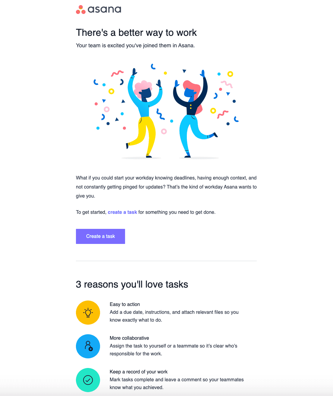 Asana welcome email