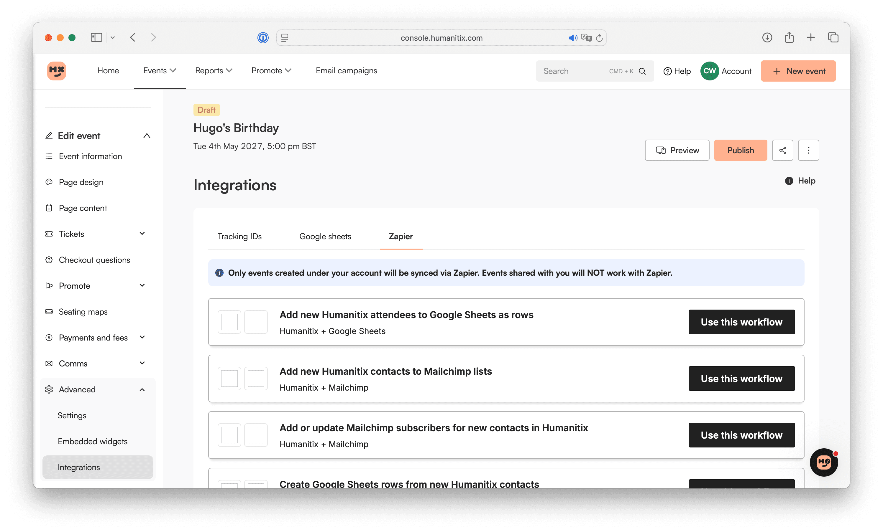 EcoSend <> Humanitix Integration