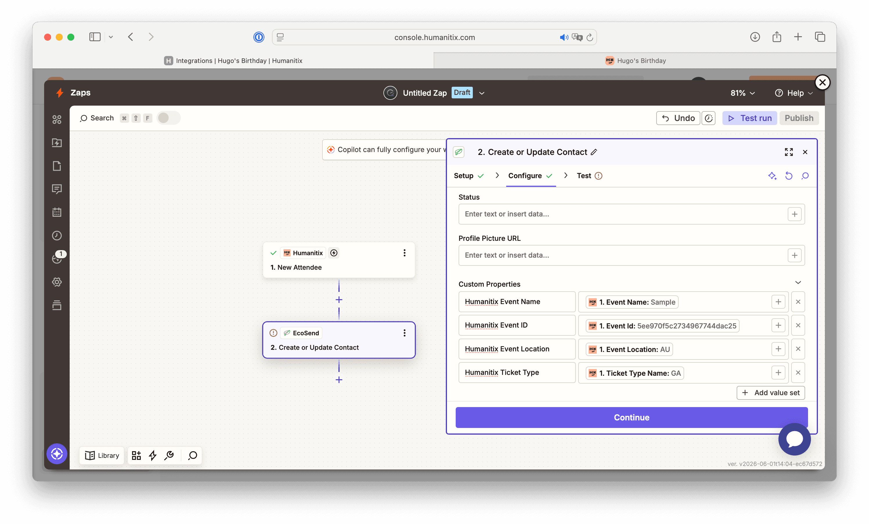 EcoSend <> Humanitix Integration