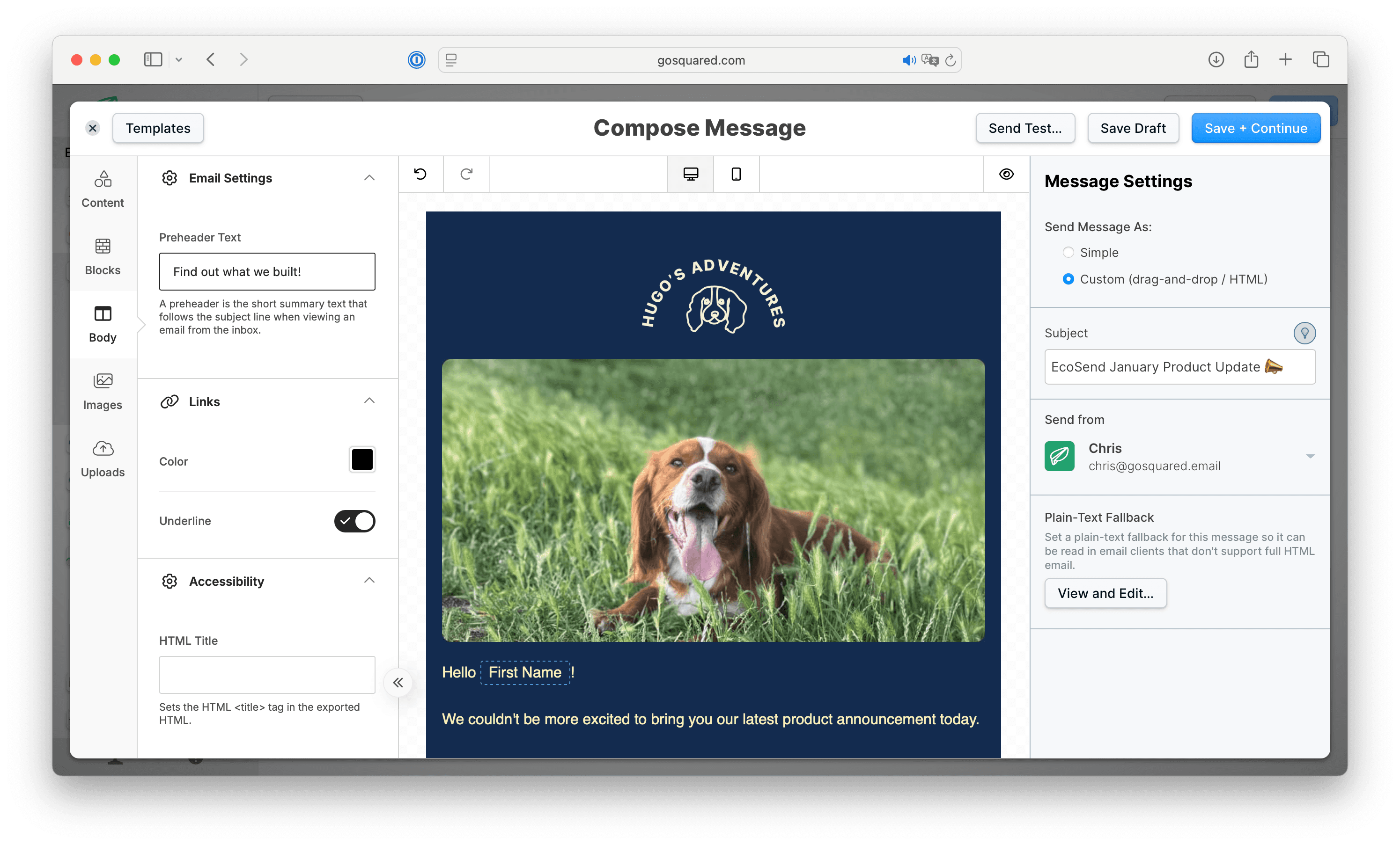 Preview Text Box in EcoSend Broadcasts