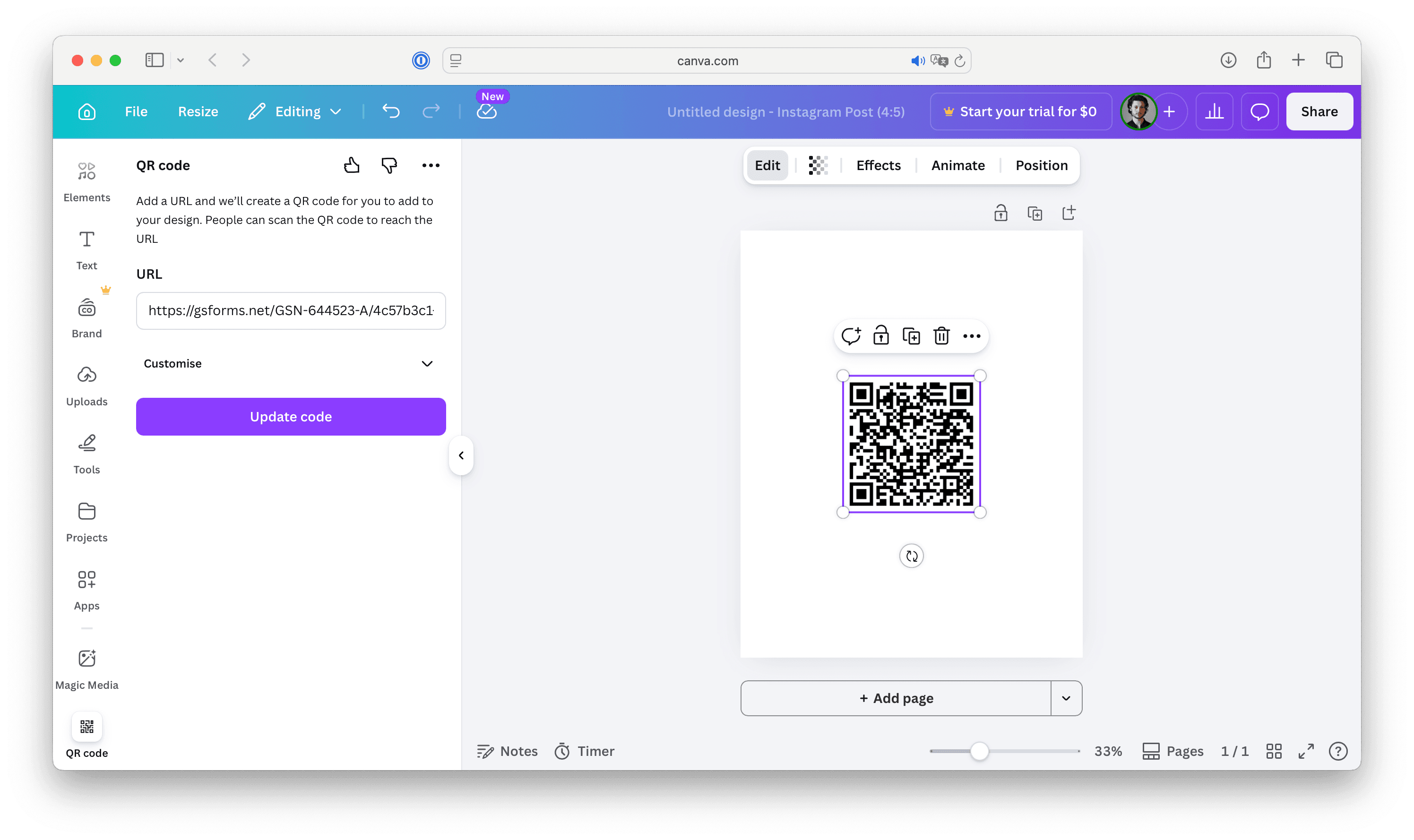 EcoSend QR Code in Canva - Draft