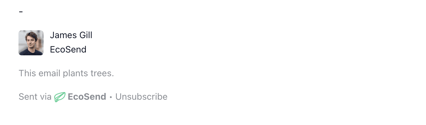 Screenshot of the Signature block in the EcoSend Email Builder