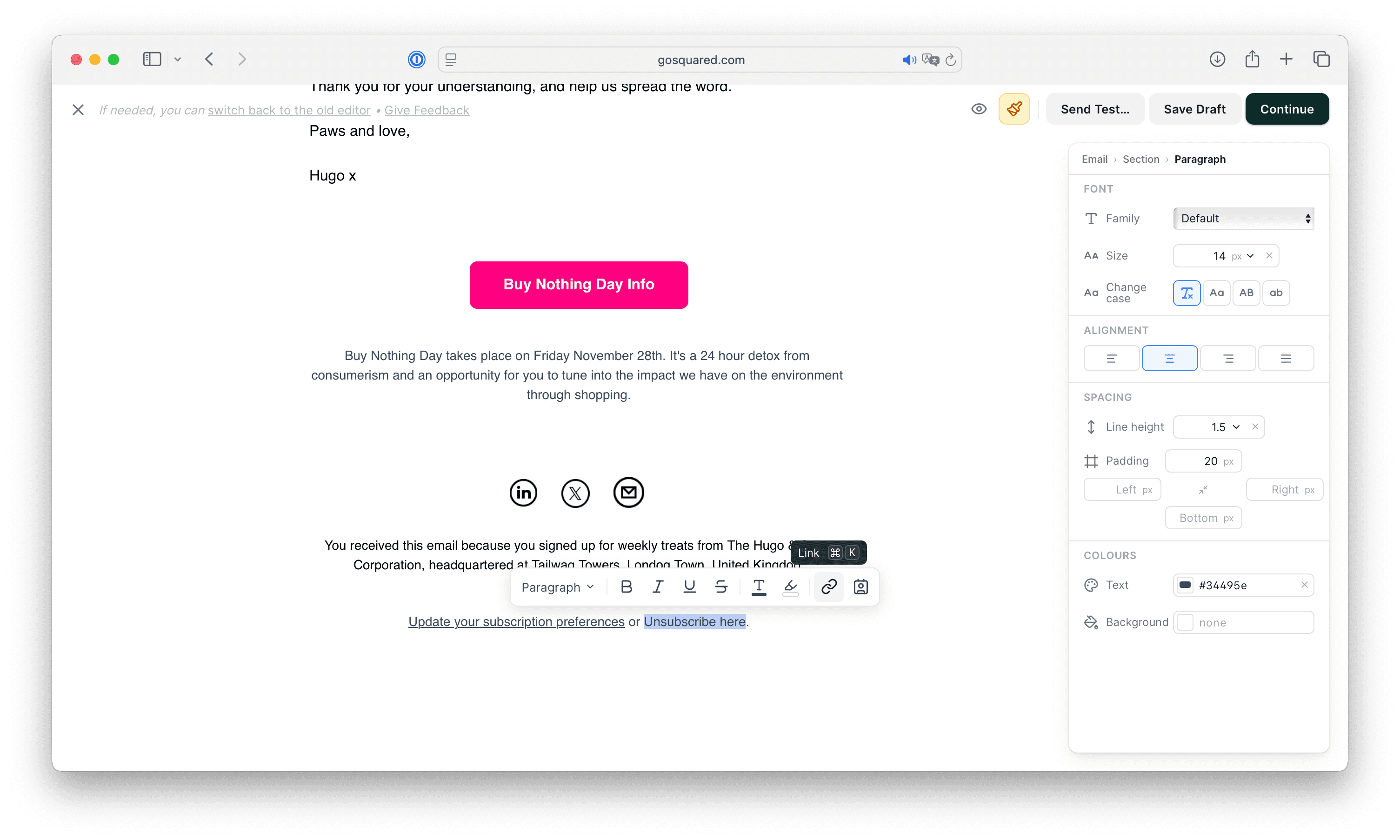 Add a custom Unsubscribe link