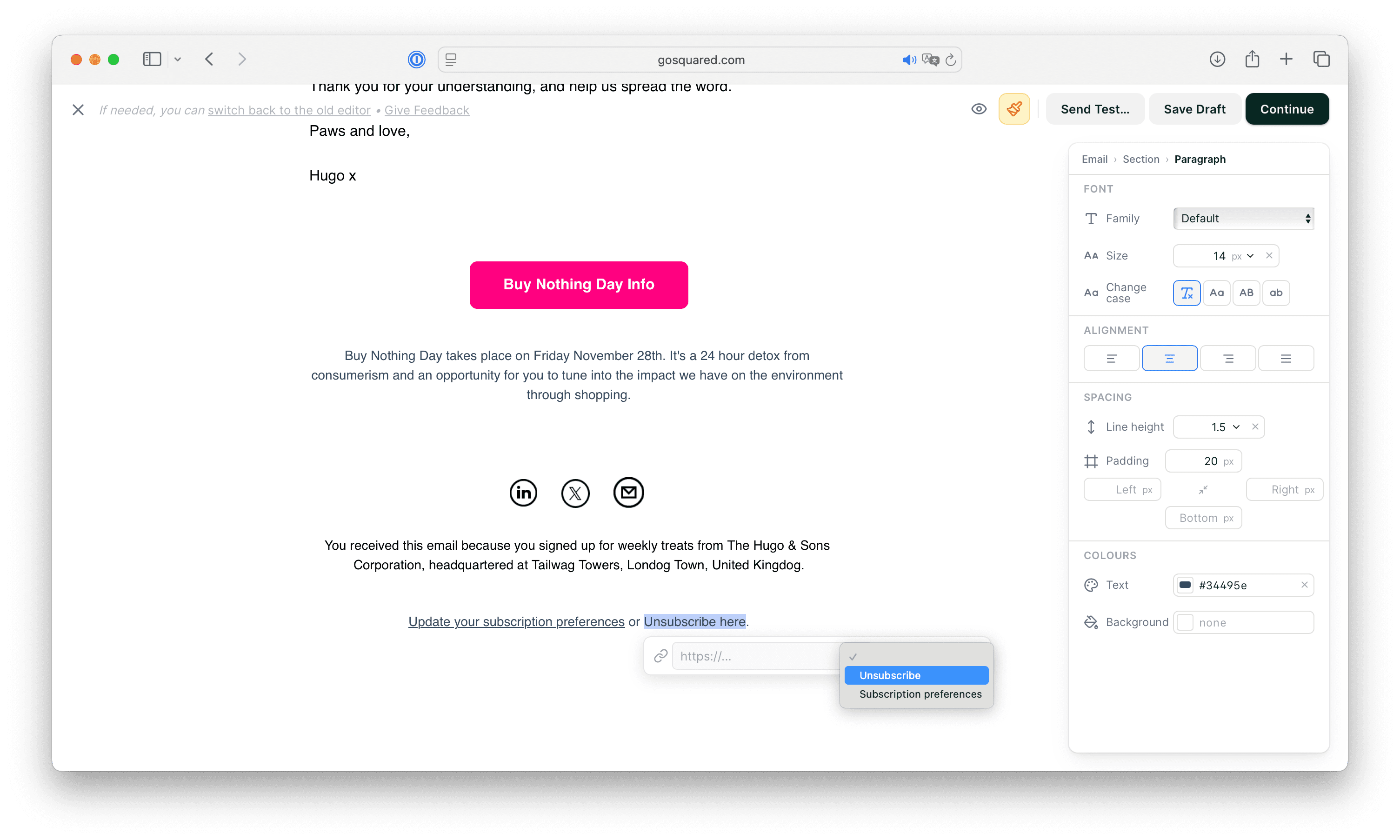 Add a custom Unsubscribe link