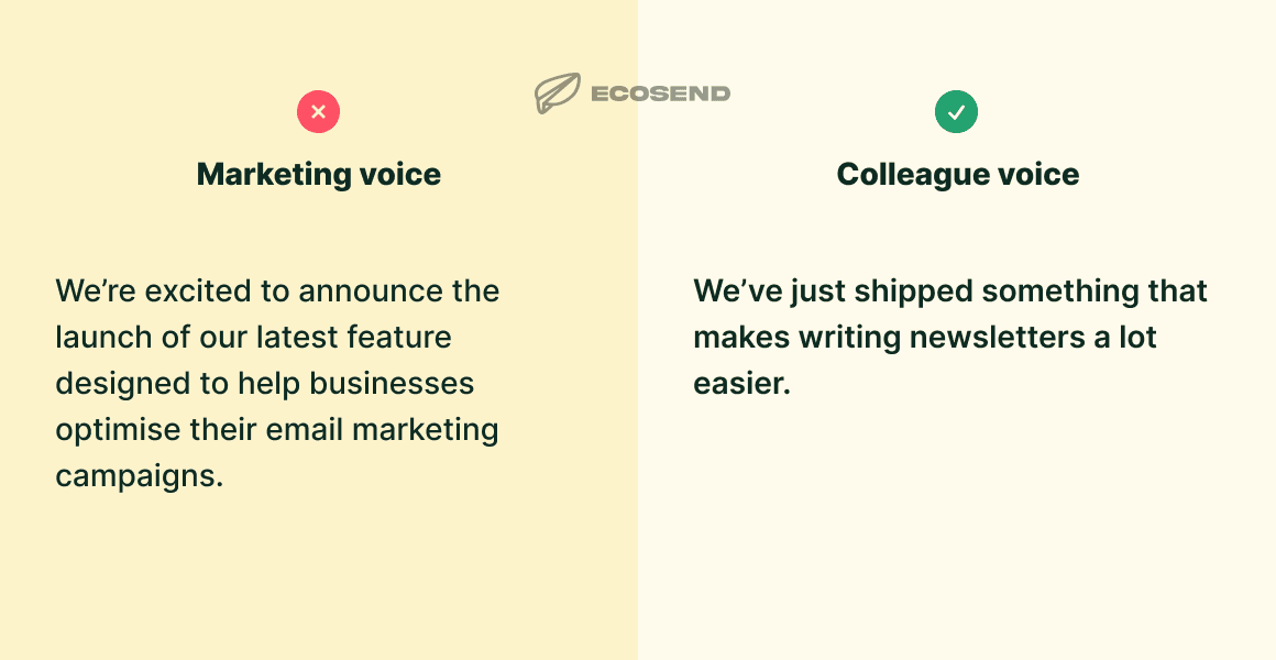 Marketing voice vs Colleague voice
