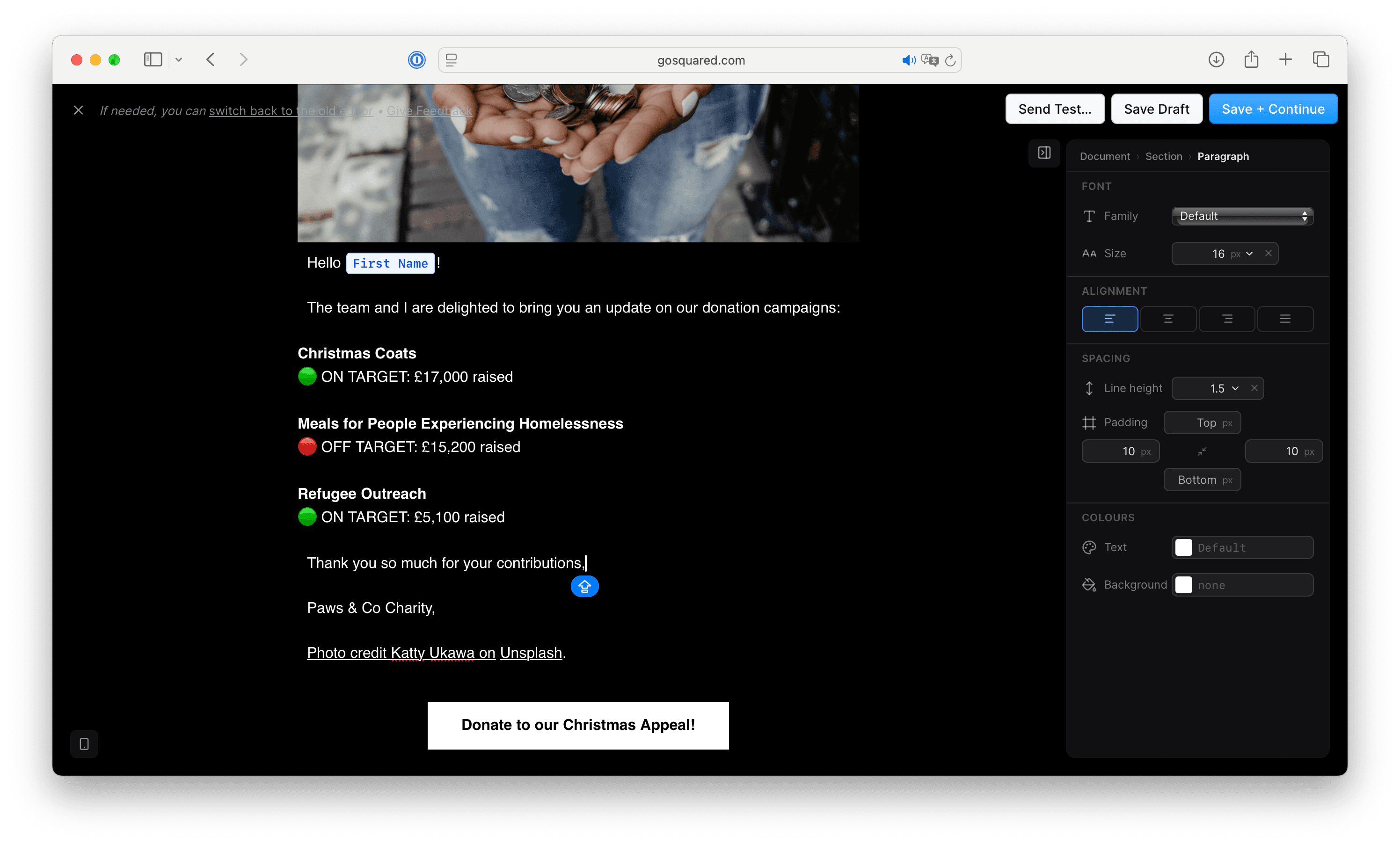 Example of good accessibility design; labeled, coloured email content
