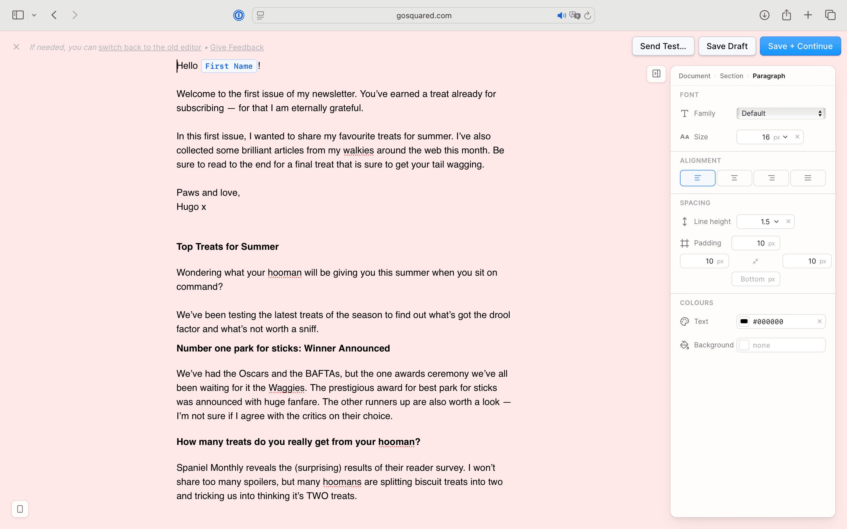 An example of a poorly formatted email