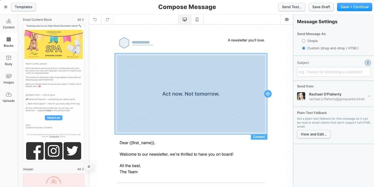 ecosend email newsletter builder
